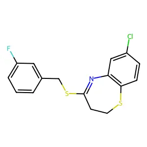7-Chloro-4-[(3-fluorobenzyl)sulfanyl]-2,3-dihydro-1,5-benzothiazepine structure