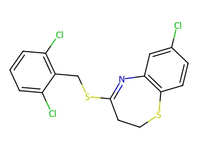 7-Chloro-4-[(2,6-dichlorobenzyl)sulfanyl]-2,3-dihydro-1,5-benzothiazepine structure