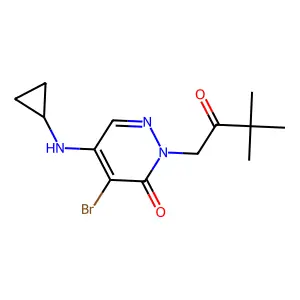 4-bromo-5-(cyclopropylamino)-2-(3,3-dimethyl-2-oxobutyl)-3(2H)-pyridazinone structure