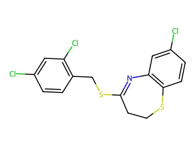 7-Chloro-4-[(2,4-dichlorobenzyl)sulfanyl]-2,3-dihydro-1,5-benzothiazepine structure