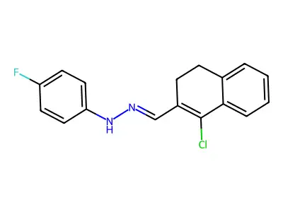 N-[(1-chloro-3,4-dihydronaphthalen-2-yl)methylideneamino]-4-fluoroaniline structure