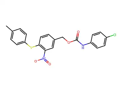 4-[(4-methylphenyl)sulfanyl]-3-nitrobenzyl N-(4-chlorophenyl)carbamate structure