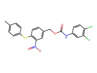 4-[(4-methylphenyl)sulfanyl]-3-nitrobenzyl N-(3,4-dichlorophenyl)carbamate structure