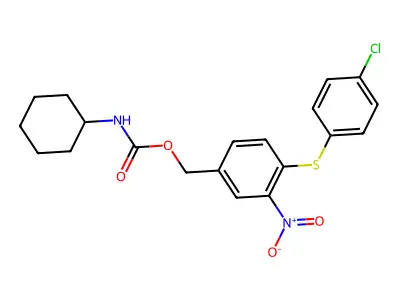 4-[(4-chlorophenyl)sulfanyl]-3-nitrobenzyl N-cyclohexylcarbamate structure