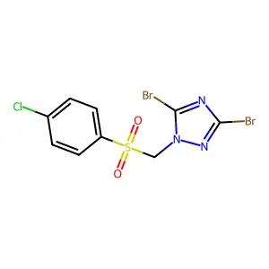 3,5-dibromo-1-{[(4-chlorophenyl)sulfonyl]methyl}-1H-1,2,4-triazole structure
