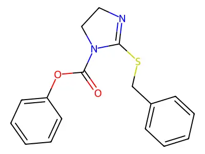 phenyl 2-(benzylsulfanyl)-4,5-dihydro-1H-imidazole-1-carboxylate structure