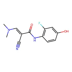 (E)-2-cyano-3-(dimethylamino)-N-(2-fluoro-4-hydroxyphenyl)-2-propenamide structure