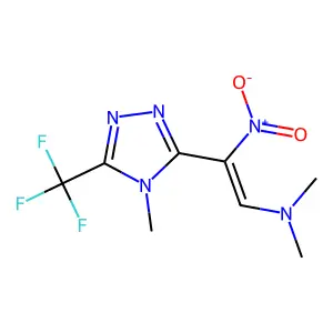 N,N-dimethyl-2-[4-methyl-5-(trifluoromethyl)-4H-1,2,4-triazol-3-yl]-2-nitro-1-ethylenamine structure