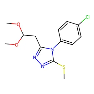 4-(4-chlorophenyl)-3-(2,2-dimethoxyethyl)-5-(methylsulfanyl)-4H-1,2,4-triazole structure