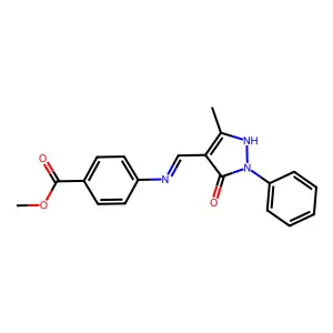 methyl 4-{[(3-methyl-5-oxo-1-phenyl-1,5-dihydro-4H-pyrazol-4-yliden)methyl]amino}benzenecarboxylate structure