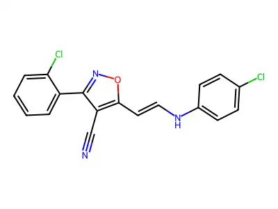 5-[2-(4-Chloroanilino)ethenyl]-3-(2-chlorophenyl)-1,2-oxazole-4-carbonitrile structure