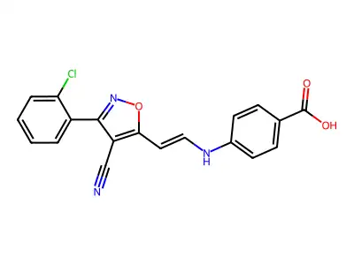 4-[2-[3-(2-chlorophenyl)-4-cyano-1,2-oxazol-5-yl]ethenylamino]benzoic Acid structure