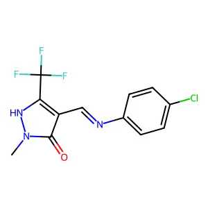 4-[(4-chloroanilino)methylene]-2-methyl-5-(trifluoromethyl)-2,4-dihydro-3H-pyrazol-3-one structure