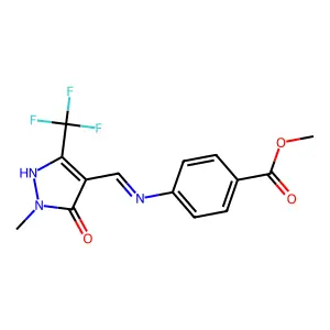 methyl 4-({[1-methyl-5-oxo-3-(trifluoromethyl)-1,5-dihydro-4H-pyrazol-4-yliden]methyl}amino)benzenecarboxylate structure
