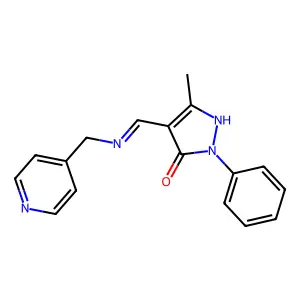 5-methyl-2-phenyl-4-{[(4-pyridinylmethyl)amino]methylene}-2,4-dihydro-3H-pyrazol-3-one structure