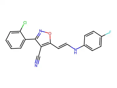 3-(2-Chlorophenyl)-5-[2-(4-fluoroanilino)ethenyl]-1,2-oxazole-4-carbonitrile structure