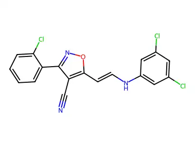 3-(2-Chlorophenyl)-5-[2-(3,5-dichloroanilino)ethenyl]-1,2-oxazole-4-carbonitrile structure