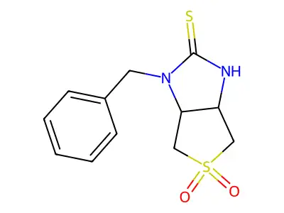 1-benzyltetrahydro-1H-thieno[3,4-d]imidazole-2(3H)-thione 5,5-dioxide structure
