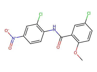 5-chloro-N-(2-chloro-4-nitrophenyl)-2-methoxybenzamide structure