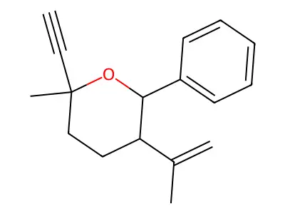 2-ethynyl-2-methyl-6-phenyl-5-(prop-1-en-2-yl)tetrahydro-2H-pyran structure