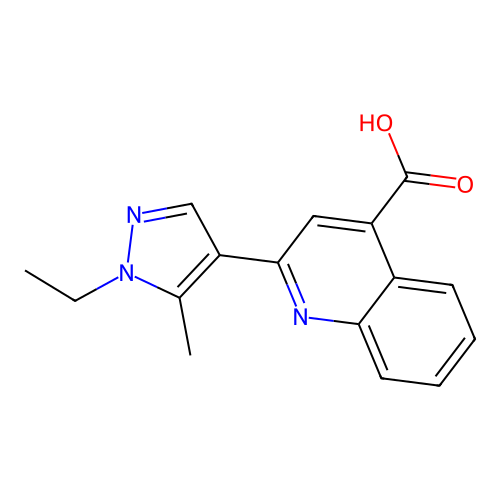 2-(1-ethyl-5-methyl-1H-pyrazol-4-yl)quinoline-4-carboxylic acid structure