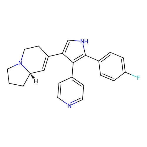 (8aS)-7-(5-(4-Fluorophenyl)-4-(4-pyridyl)-1H-pyrrol-3-yl)-1,2,3,5,6,8a-hexahydroindolizine structure