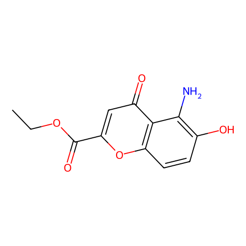 4H-1-Benzopyran-2-carboxylic acid, 5-amino-6-hydroxy-4-oxo-, ethyl ester structure