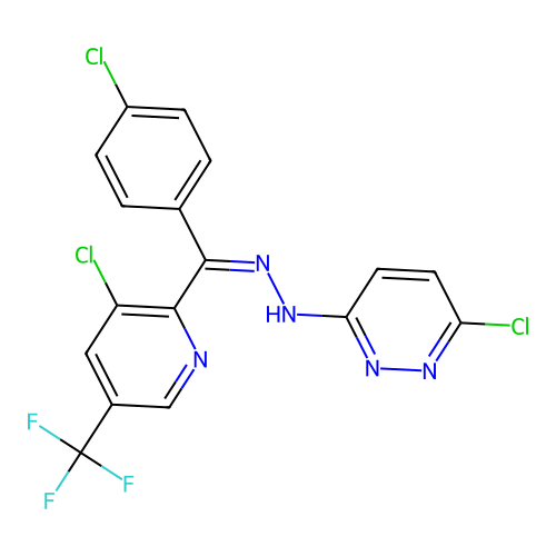 (4-chlorophenyl)[3-chloro-5-(trifluoromethyl)-2-pyridinyl]methanone N-(6-chloro-3-pyridazinyl)hydrazone structure