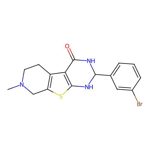 2-(3-bromophenyl)-7-methyl-2,3,5,6,7,8-hexahydropyrido[4',3':4,5]thieno[2,3-d]pyrimidin-4(1H)-one structure