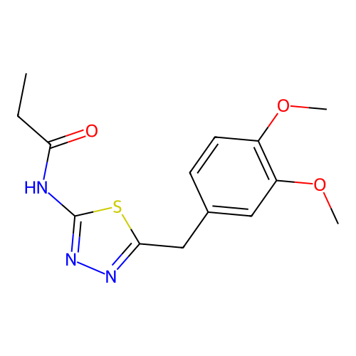 N-[5-(3,4-dimethoxybenzyl)-1,3,4-thiadiazol-2-yl]propanamide structure
