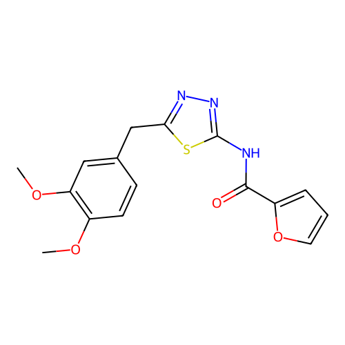 N-[5-(3,4-dimethoxybenzyl)-1,3,4-thiadiazol-2-yl]-2-furamide structure