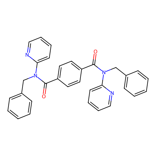 N,N'-dibenzyl-N,N'-di(pyridin-2-yl)benzene-1,4-dicarboxamide structure