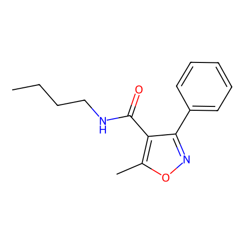N-butyl-5-methyl-3-phenyl-4-isoxazolecarboxamide structure