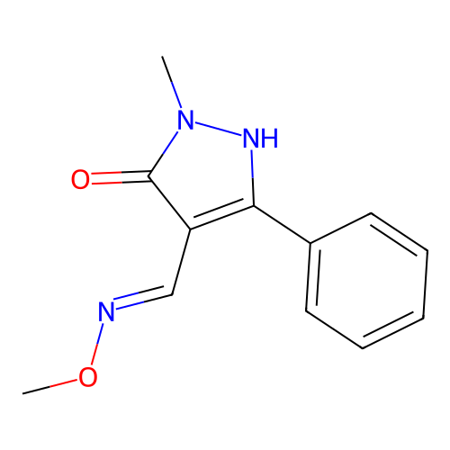 4-(methoxyiminomethyl)-2-methyl-5-phenyl-1H-pyrazol-3-one structure
