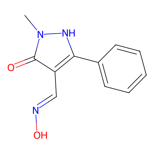 4-[(hydroxyimino)methyl]-2-methyl-5-phenyl-2,3-dihydro-1H-pyrazol-3-one structure