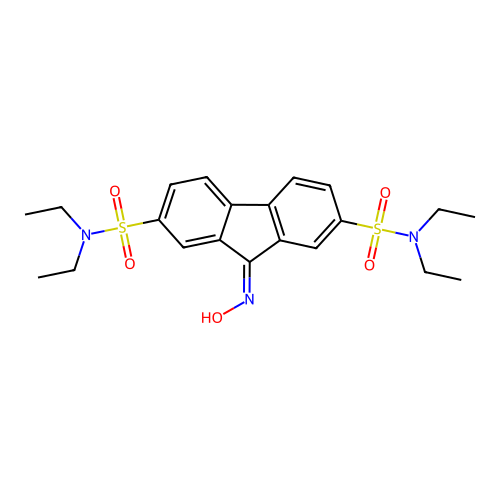 N,N,N',N'-tetraethyl-9-(hydroxyimino)-9H-fluorene-2,7-disulfonamide structure