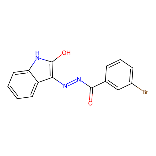 3-bromo-N'-(2-oxo-1,2-dihydro-3H-indol-3-ylidene)benzohydrazide structure