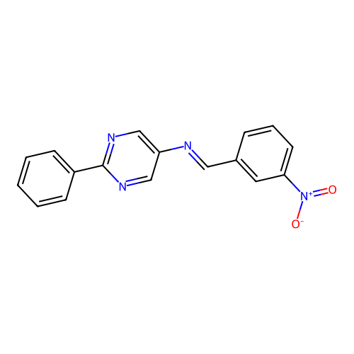 5-({3-Nitrobenzylidene}amino)-2-phenylpyrimidine structure