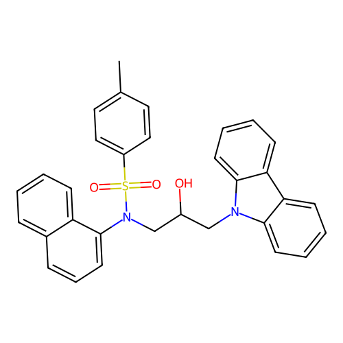N-(3-(9H-carbazol-9-yl)-2-hydroxypropyl)-4-methyl-N-(naphthalen-1-yl)benzenesulfonamide structure