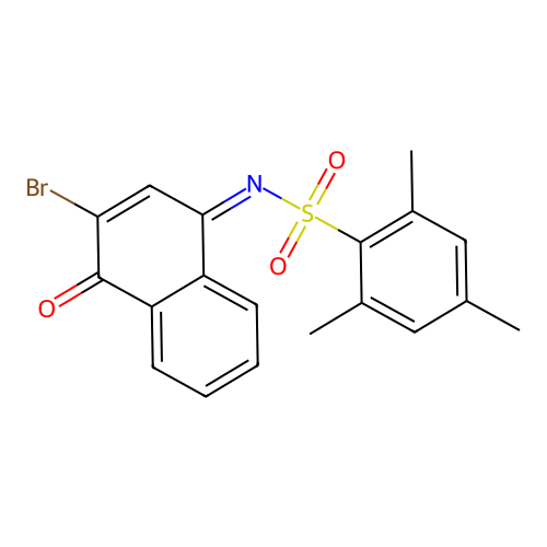 N-(3-bromo-4-oxo-1(4H)-naphthalenylidene)-2,4,6-trimethylbenzenesulfonamide structure