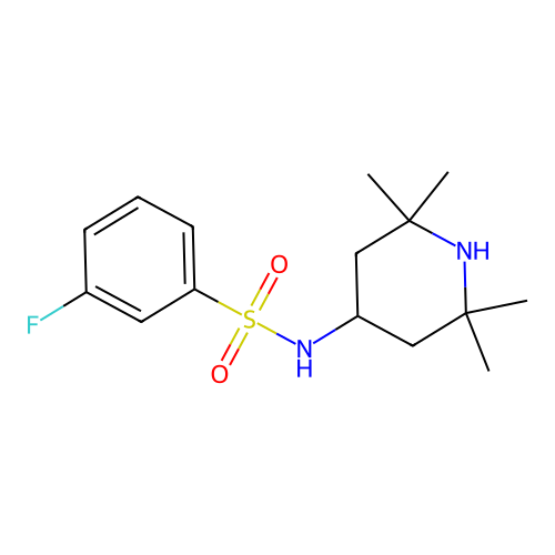 3-fluoro-N-(2,2,6,6-tetramethylpiperidin-4-yl)benzenesulfonamide structure
