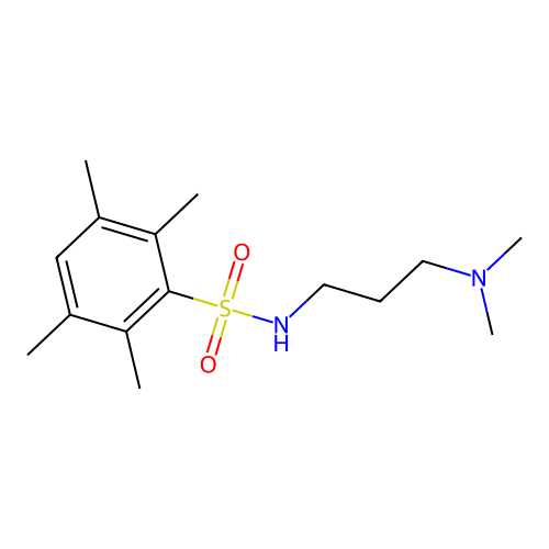 N-[3-(dimethylamino)propyl]-2,3,5,6-tetramethylbenzenesulfonamide structure