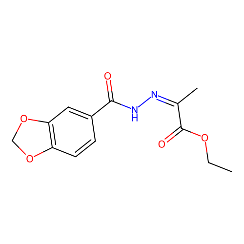 Ethyl 2-(2-(benzo[d][1,3]dioxole-5-carbonyl)hydrazono)propanoate structure
