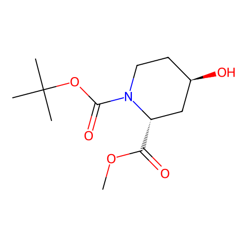1-tert-butyl 2-methyl (2R,4R)-4-hydroxypiperidine-1,2-dicarboxylate structure