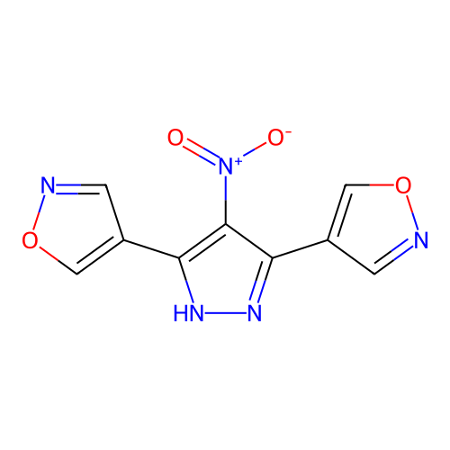 4-[4-nitro-5-(4-isoxazolyl)-1H-pyrazol-3-yl]isoxazole structure