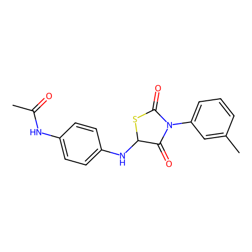 N-(4-{[3-(3-methylphenyl)-2,4-dioxo-1,3-thiazolidin-5-yl]amino}phenyl)acetamide structure