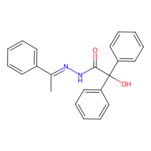 2-hydroxy-2,2-diphenyl-N'-[(1E)-1-phenylethylidene]acetohydrazide structure