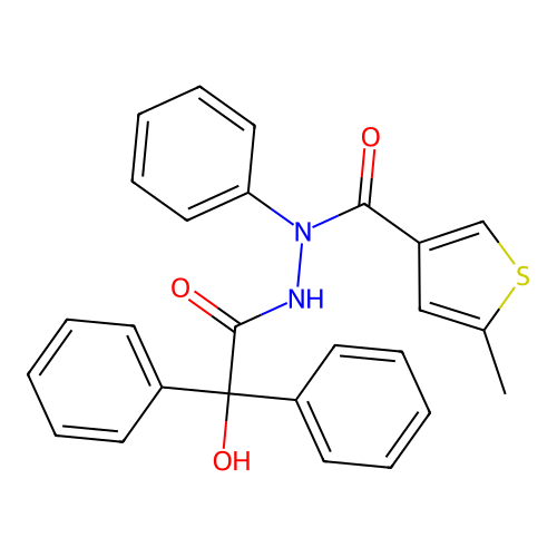 N'-(2-hydroxy-2,2-diphenylacetyl)-5-methyl-N-phenylthiophene-3-carbohydrazide structure