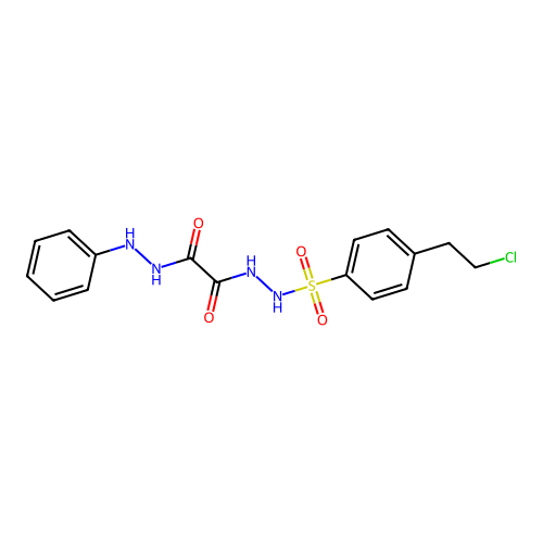 2-(2-{[4-(2-chloroethyl)phenyl]sulfonyl}hydrazino)-2-oxo-N'-phenylacetohydrazide structure