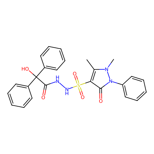 N'-(2-hydroxy-2,2-diphenylacetyl)-1,5-dimethyl-3-oxo-2-phenyl-2,3-dihydro-1H-pyrazole-4-sulfonohydrazide structure